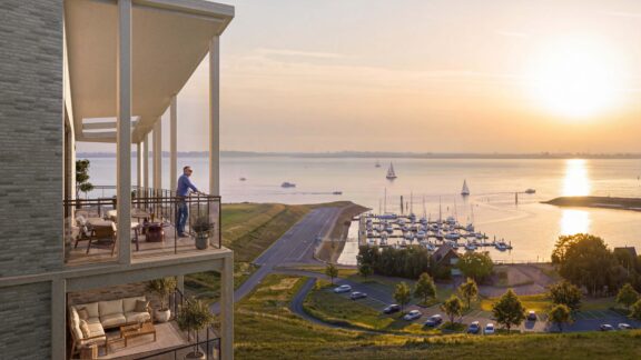 Impressie van een penthouse in Waterzande met zicht op de toekomstige jachthaven